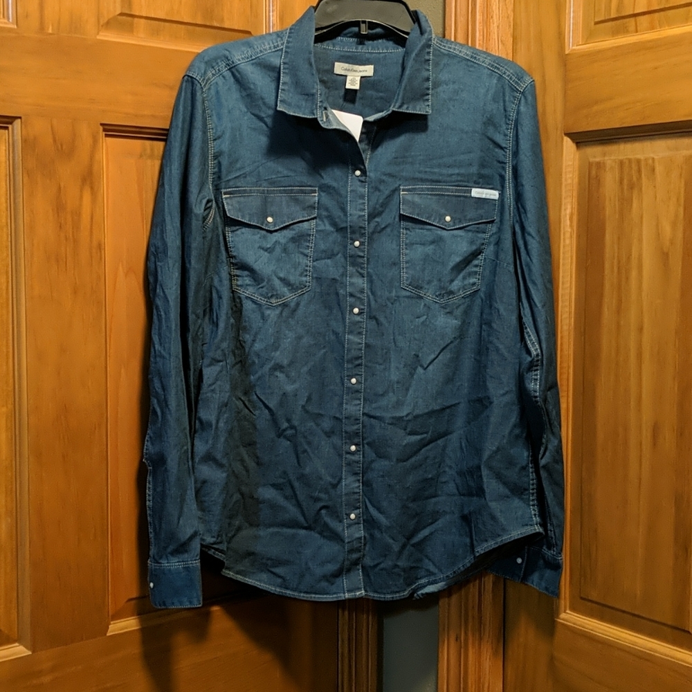 Calvin Klein XL Long Sleeve Button Down Jean Shirt